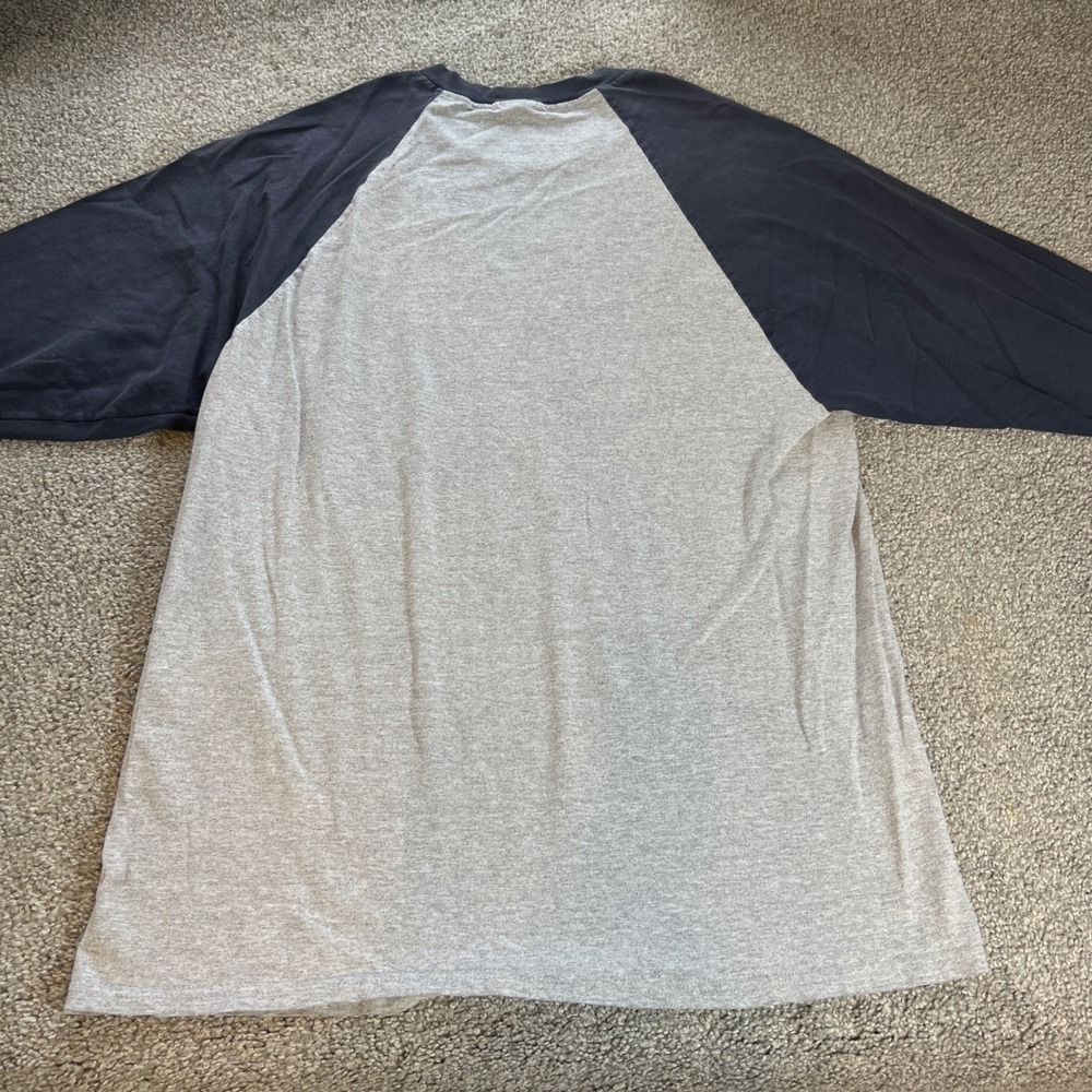 vtg Ben & Jerrys Baseball Raglan Shirt Mens Large Gray Navy 3/4 Sleeve logo - Picture 5 of 10